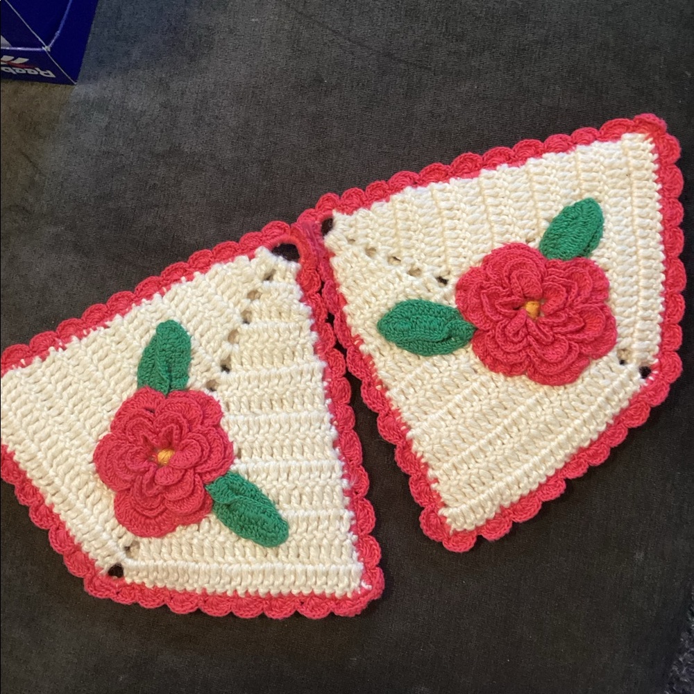 Vintage hand crafted crochet pot holders